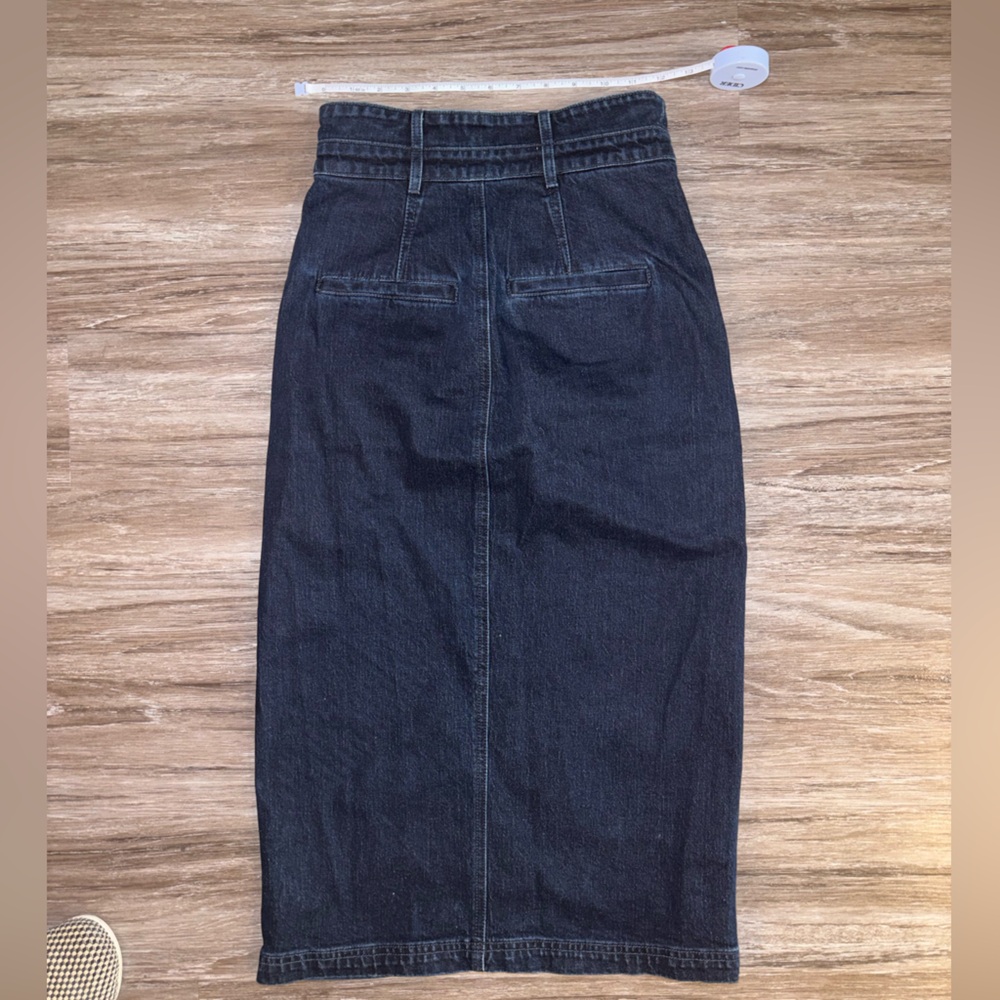 Anthropologie High-Waist Dark Blue Denim Midi Skirt with Front Slit by Pilcro - Picture 5 of 5